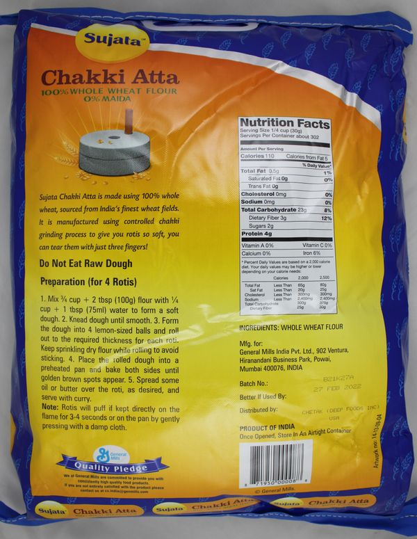 Chakki Atta(Whole Wheat Flour) 20Lb