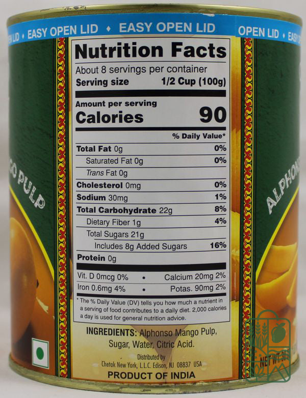 Alphonso Mango Pulp30oz EasyOpenLid