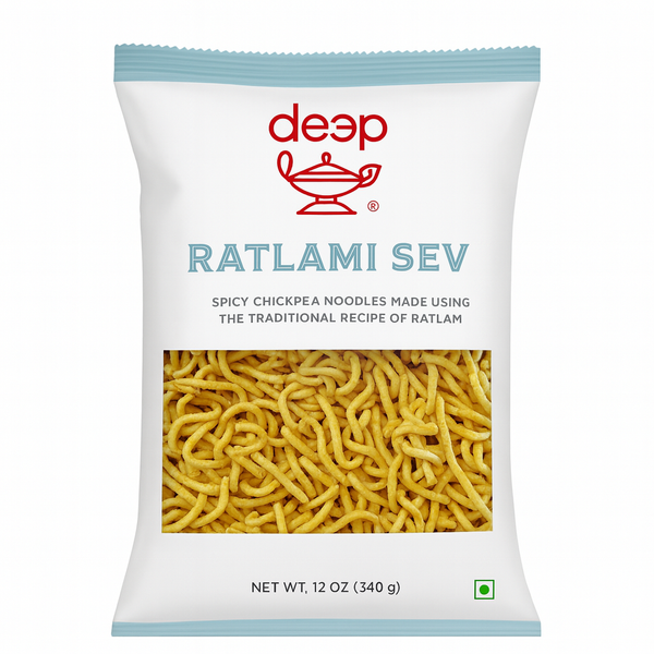 Deep Ratlami Sev 340g | Indian Namkeen Snack | Spicy Crunchy Sev Made with Gram (Chickpea) Flour, Ajwain & Red Chili