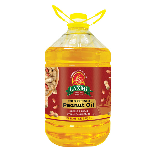 Laxmi Cold Pressed Peanut Oil_5Ltr_Bottle_Front_Picture
