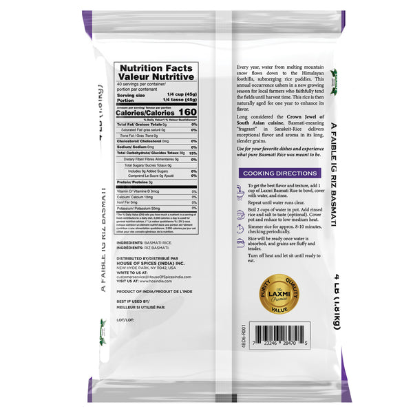 Laxmi Low Gi Basmati Rice (4 lb)