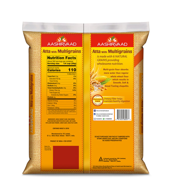 Aashirvaad Whole Wheat Multigrain Flour (20 lb)