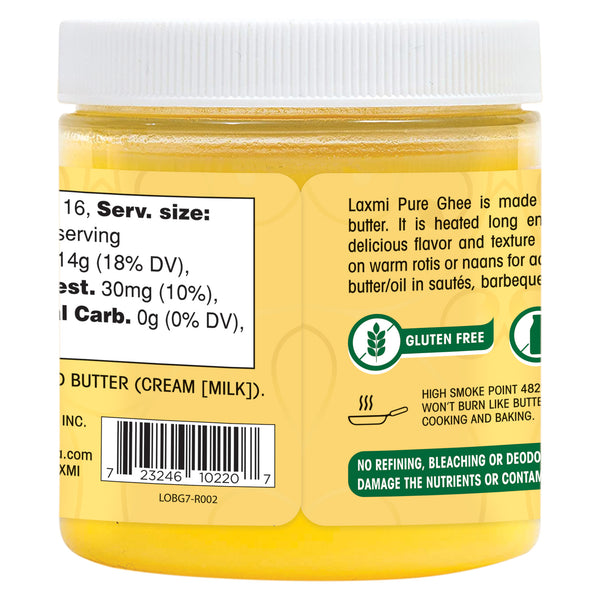 Laxmi Butter Ghee 8 Oz Bottle Back Picture